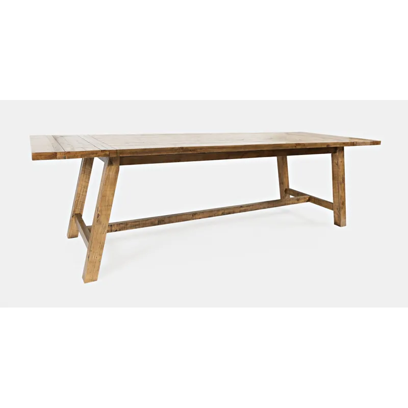 Telluride Rustic Farmhouse Solid Wood 127\" Trestle Counter Table With Two Extension Leaves