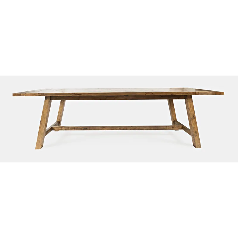 Telluride Rustic Farmhouse Solid Wood 127\" Trestle Counter Table With Two Extension Leaves