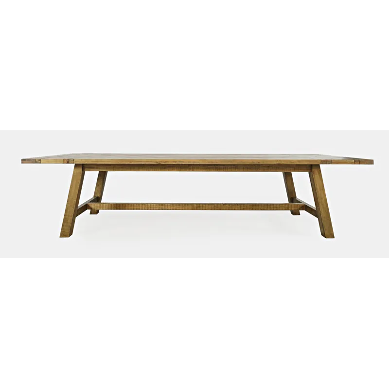 Telluride Rustic Farmhouse Solid Wood 127\" Trestle Dining Table With Two Extension Leaves