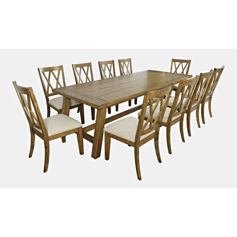 Telluride Eleven Piece Rustic Farmhouse Solid Wood 127\" Extendable Dining Set
