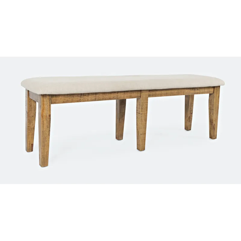 Telluride Rustic Farmhouse Solid Wood 55\" Upholstered Dining Bench