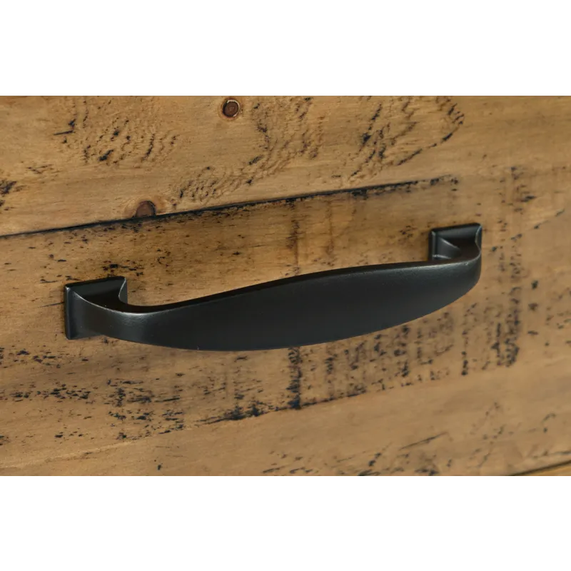 Telluride Rustic Farmhouse Solid Wood Sideboard Buffet Hutch With LED Lights