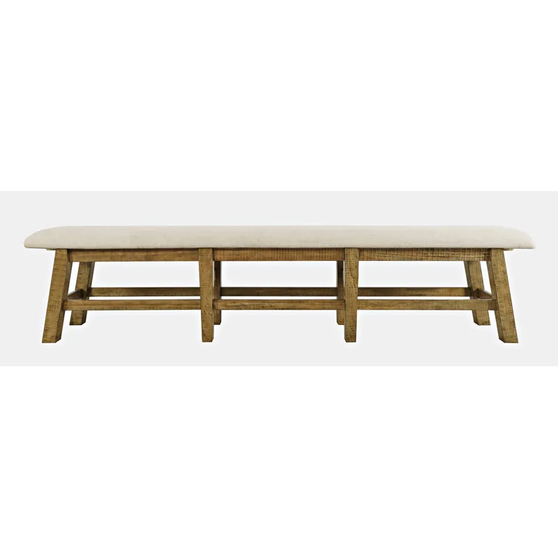 Telluride Rustic Farmhouse Solid Wood 85\" Upholstered Dining Bench