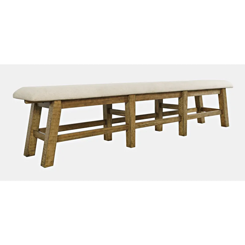 Telluride Rustic Farmhouse Solid Wood 85\" Upholstered Dining Bench