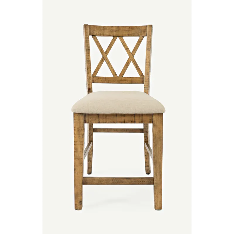 Telluride Rustic Farmhouse Solid Wood Upholstered Counter Stool(Set Of 2)