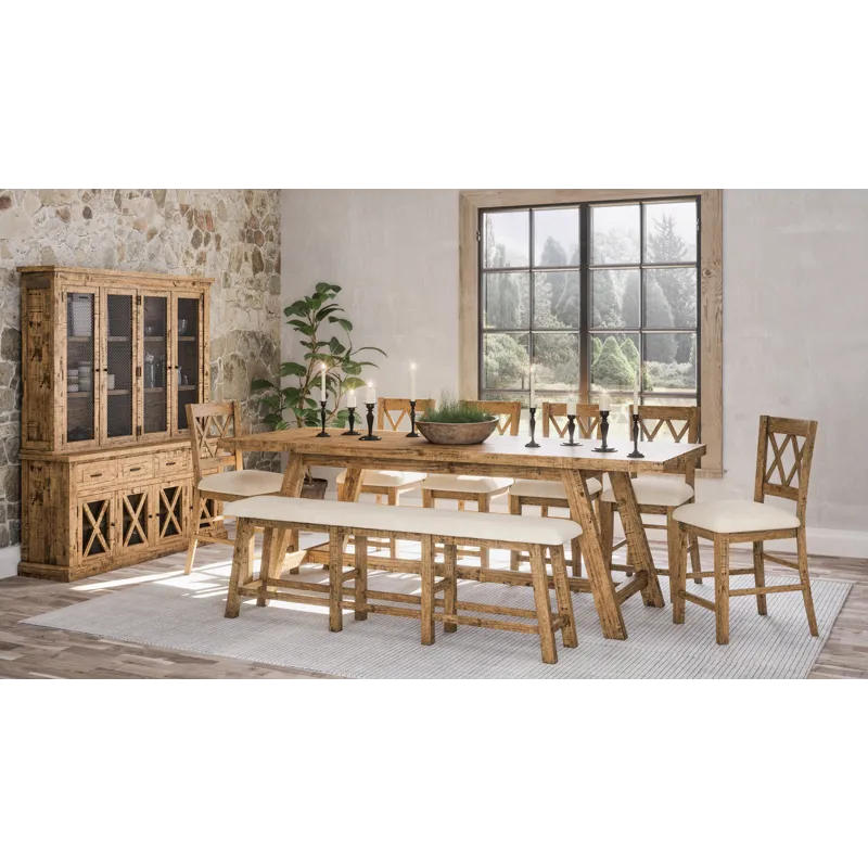 Telluride Rustic Farmhouse Solid Wood Upholstered Counter Stool(Set Of 2)