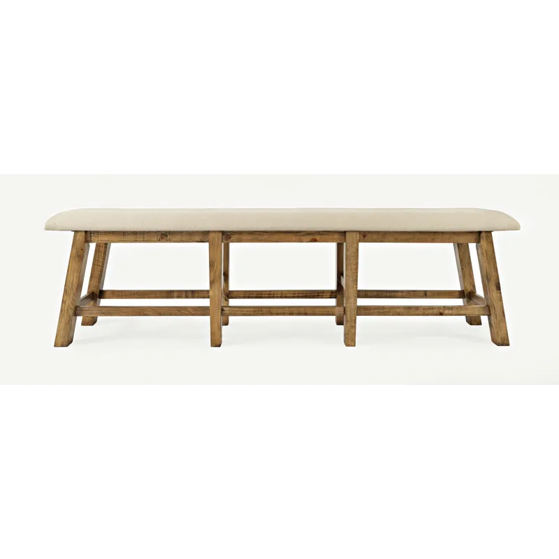 Telluride Rustic Farmhouse Solid Wood Upholstered 85\" Counter Height Bench