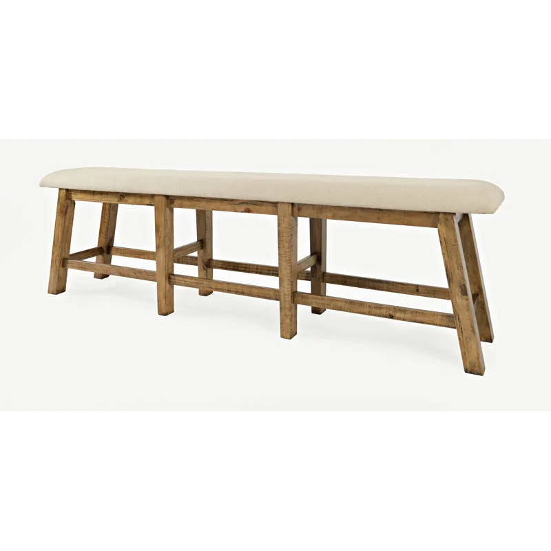 Telluride Rustic Farmhouse Solid Wood Upholstered 85\" Counter Height Bench