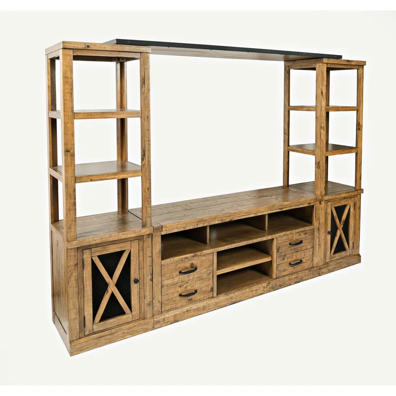 Telluride Rustic Farmhouse Solid Wood Entertainment Center With 60\" TV Console