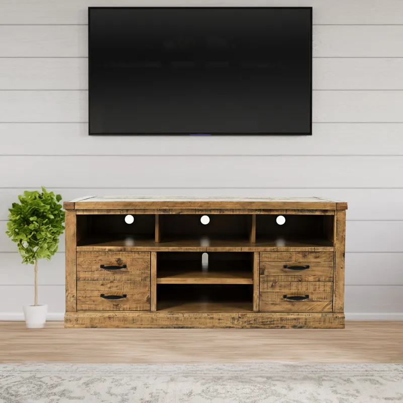 Telluride Rustic Farmhouse Solid Wood 60\'\' TV Console Stand