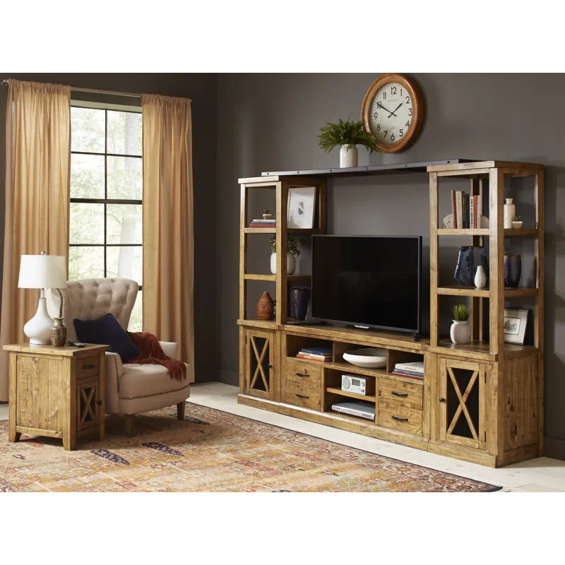 Telluride Rustic Farmhouse Solid Wood Entertainment Center With 70\" TV Console