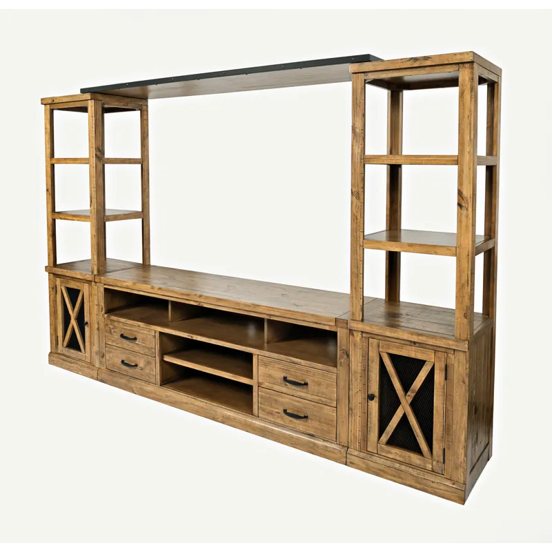 Telluride Rustic Farmhouse Solid Wood Entertainment Center With 70\" TV Console