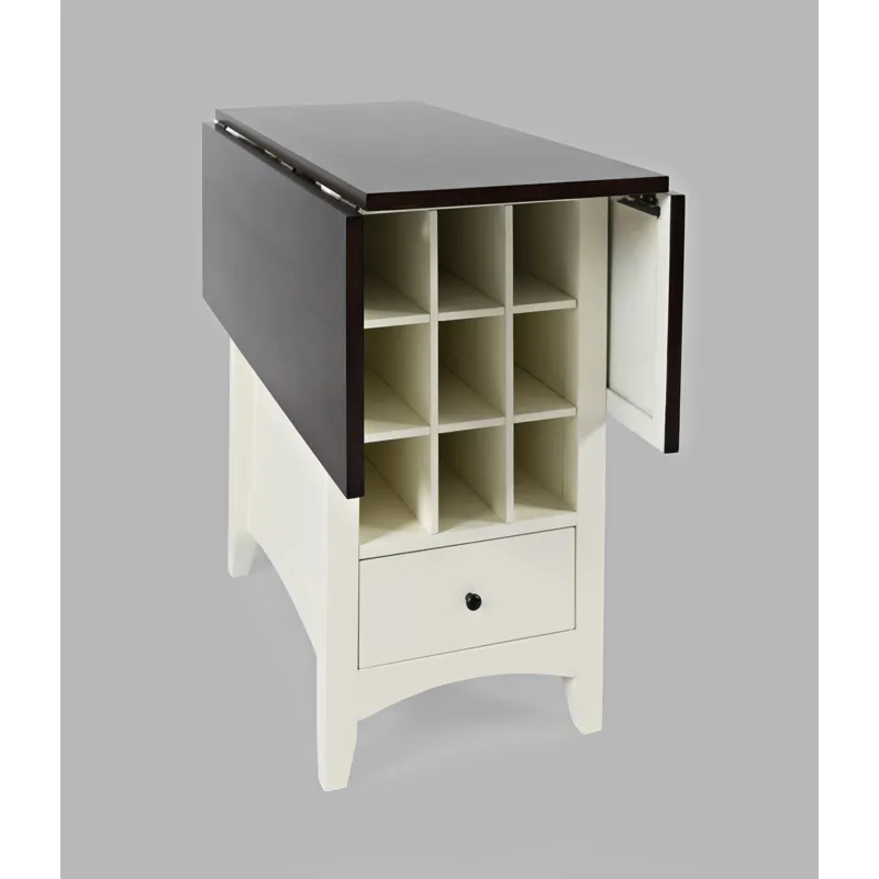 Asbury Park Solid Wood Farmhouse Storage Counter Drop Leaf Dining Table With Wine Rack