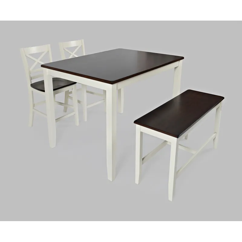 Asbury Park Solid Wood Farmhouse Four Piece Counter Height Dining Set With Bench