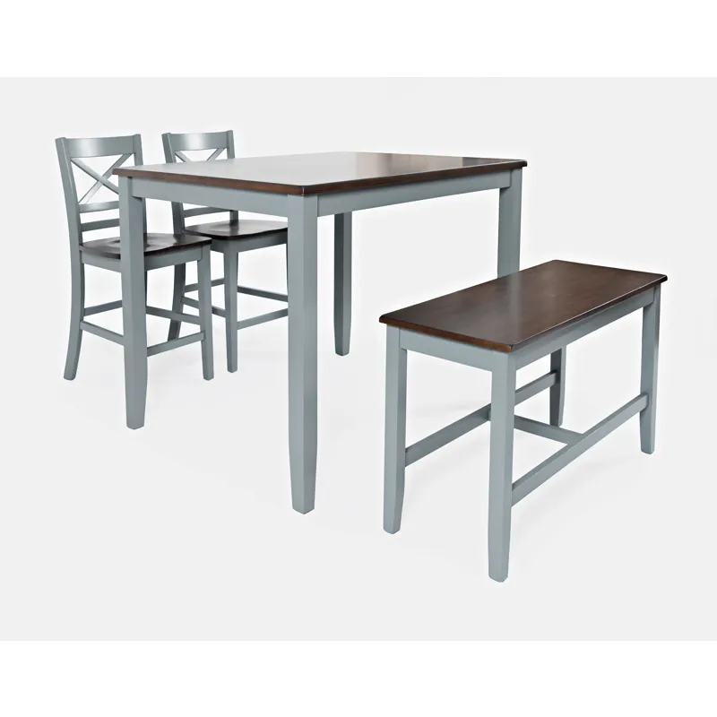 Asbury Park Solid Wood Farmhouse Four Piece Counter Height Dining Set With Bench