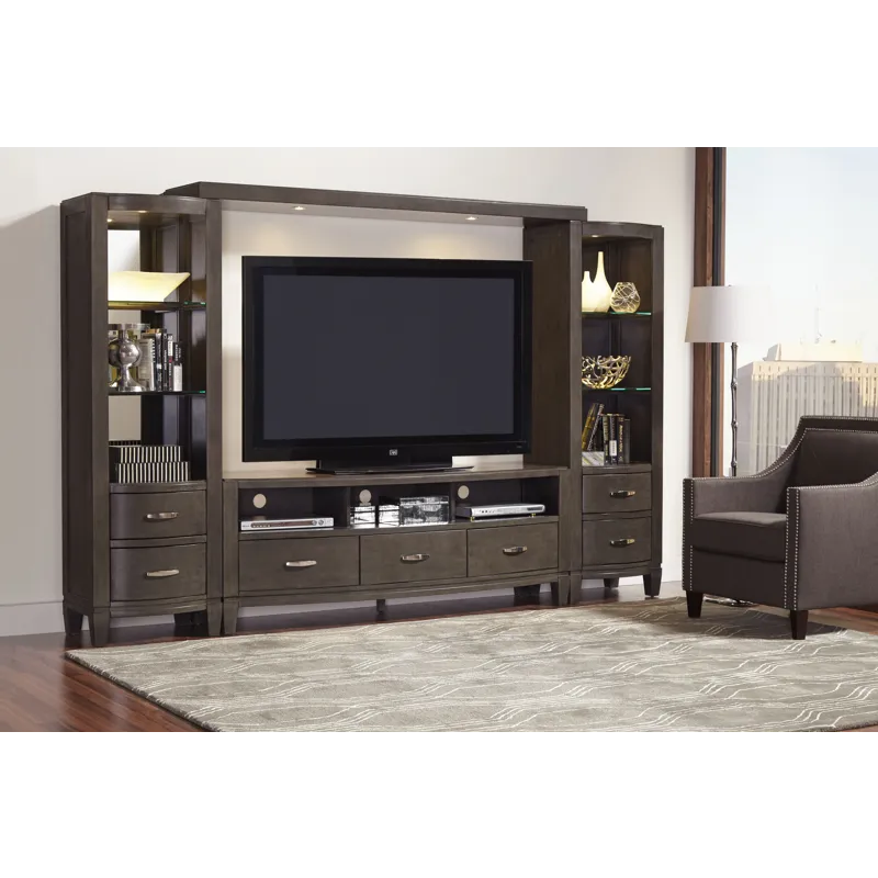 Scarsdale Coastal Contemporary Entertainment Center With 60\" TV Console And LED Lights