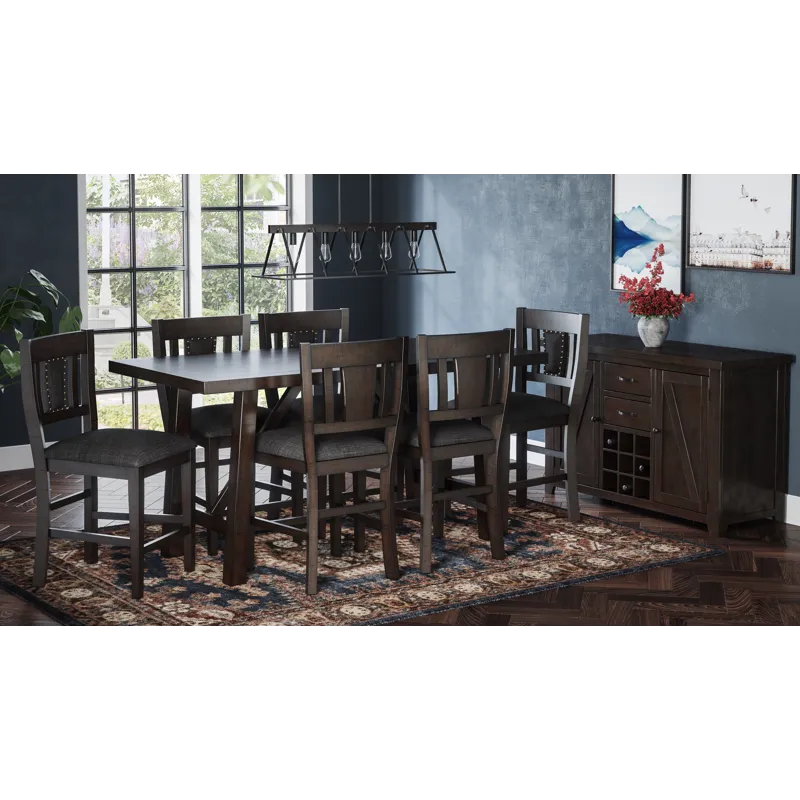 American Rustics Upholstered Slatback Counter Height Stool With Nailhead Trim(Set Of 2)