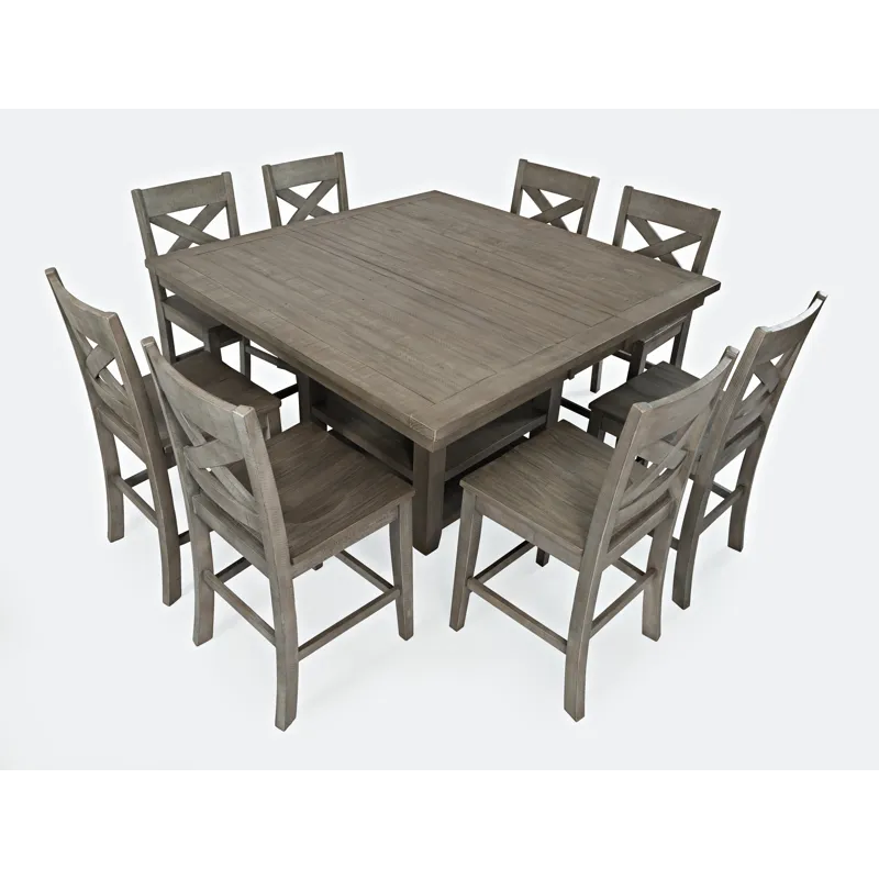 Outer Banks Reclaimed Solid Wood 60\" Nine-Piece Counter Height Farmhouse Dining Set