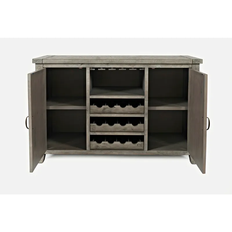 Outer Banks Reclaimed Solid Wood Buffet Server With Wine Bottle And Glass Storage