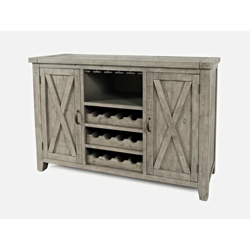 Outer Banks Reclaimed Solid Wood Buffet Server With Wine Bottle And Glass Storage
