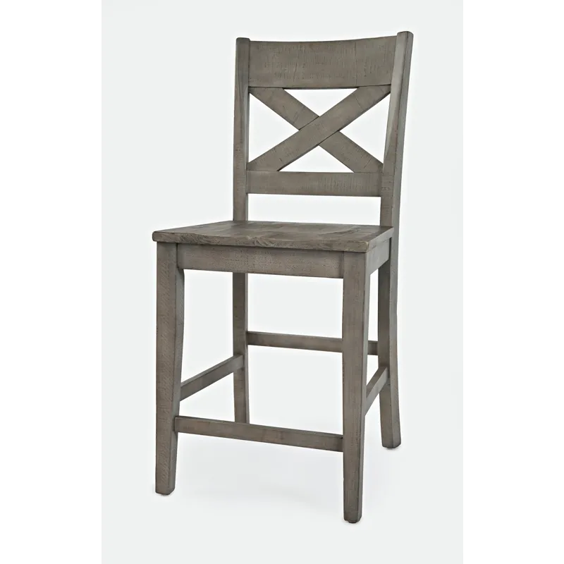 Outer Banks Reclaimed Solid Wood Farmhouse X-Back Stool(Set Of 2)