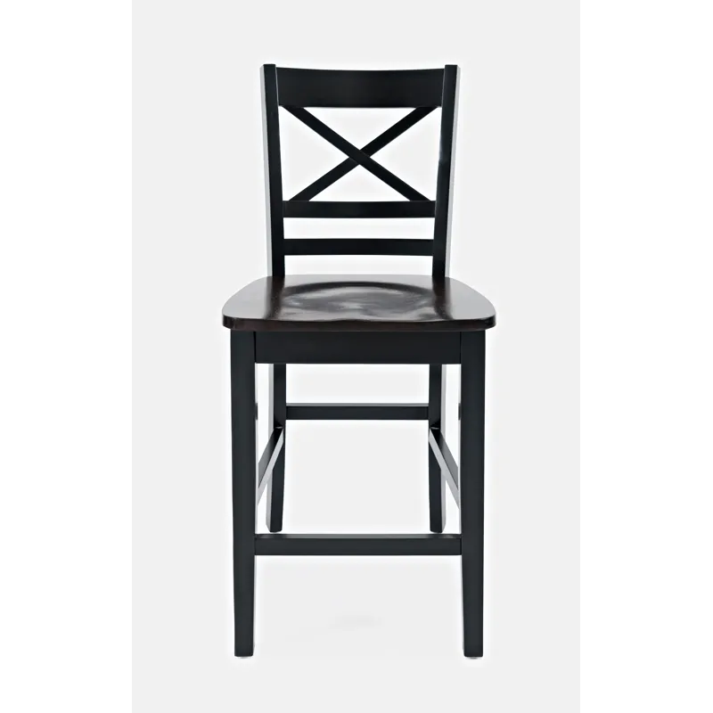 Asbury Park Solid Wood Farmhouse X Back Stool(Set Of 2)