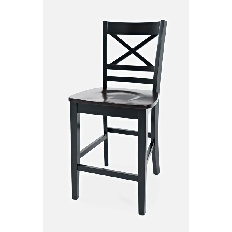 Asbury Park Solid Wood Farmhouse X Back Stool(Set Of 2)