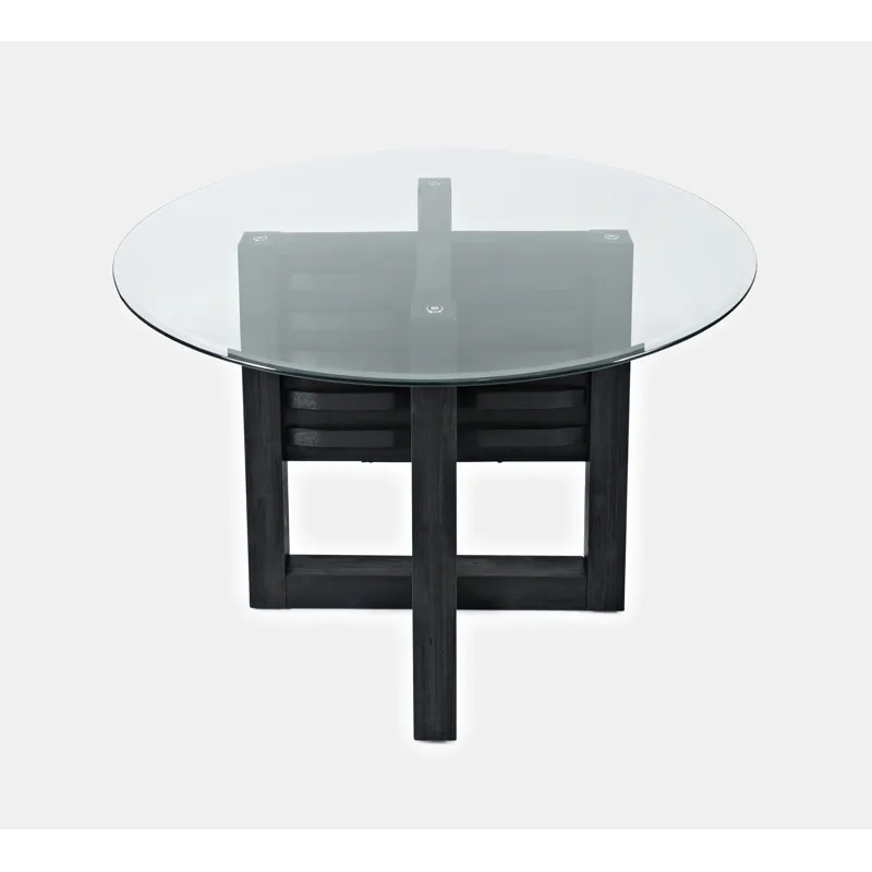 Altamonte Contemporary 48\" Round Dining Table With Glass Top