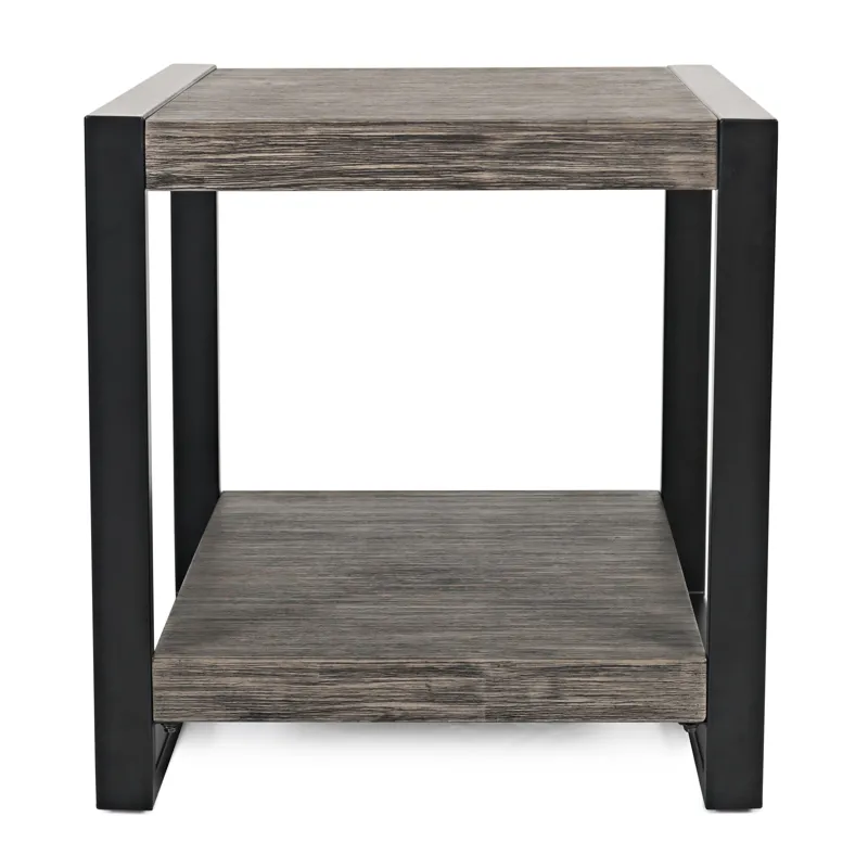 Pinnacle Modern Loft Iron And Wood Grey End Table