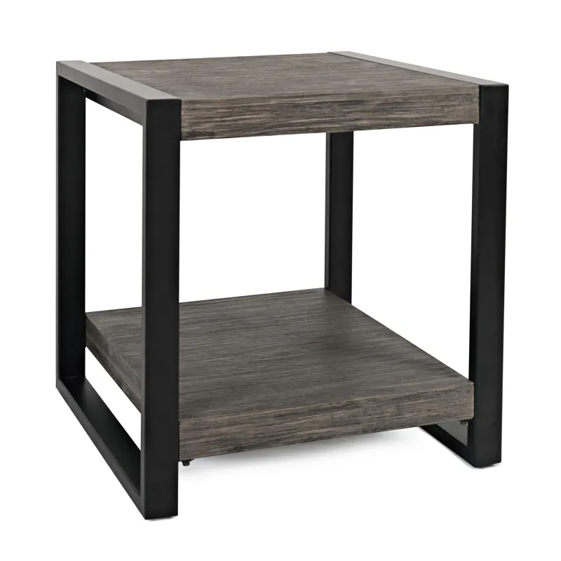 Pinnacle Modern Loft Iron And Wood Grey End Table