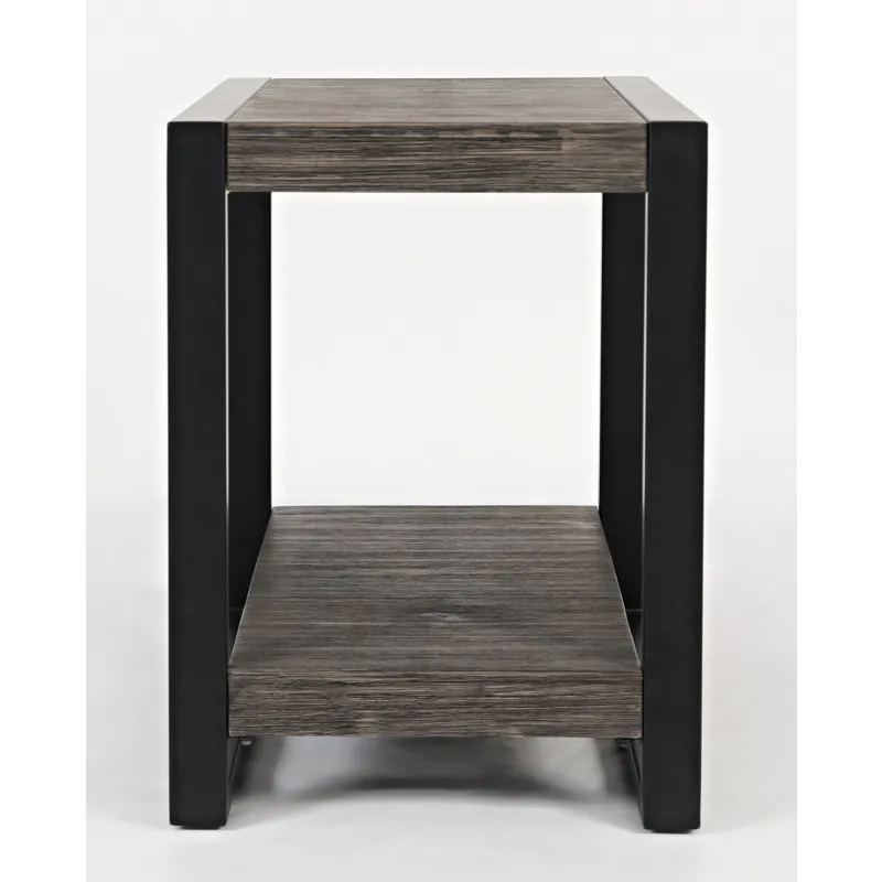 Pinnacle Modern Loft Iron And Wood Grey Chairside End Table