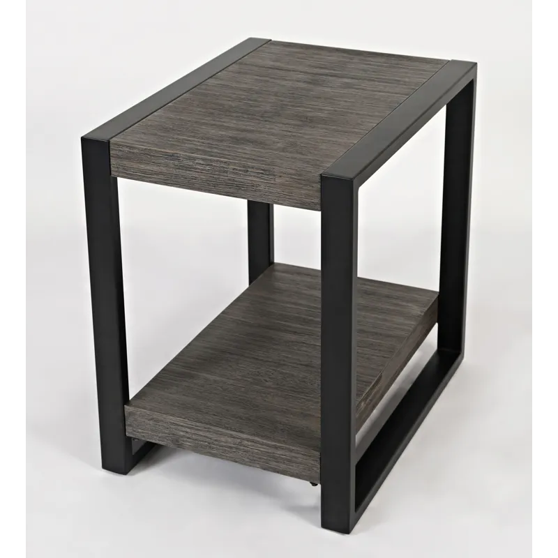 Pinnacle Modern Loft Iron And Wood Grey Chairside End Table