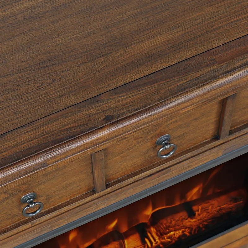 Bakersfield Traditional Rustic 32\" Electric Fireplace Wire Brushed Console TV Stand