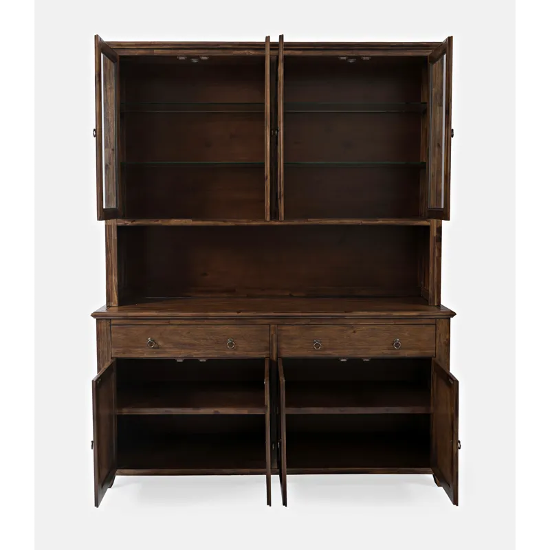 Bakersfield Mission Style Hutch With LED Lights And Four Door Server