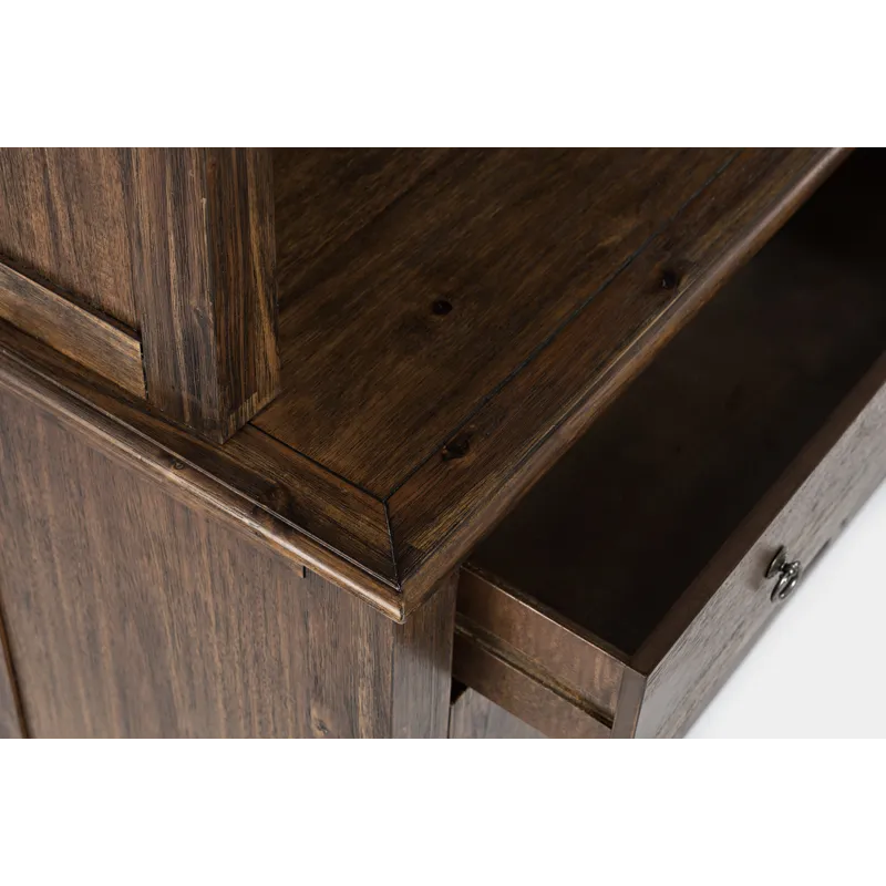 Bakersfield Mission Style Hutch With LED Lights And Four Door Server