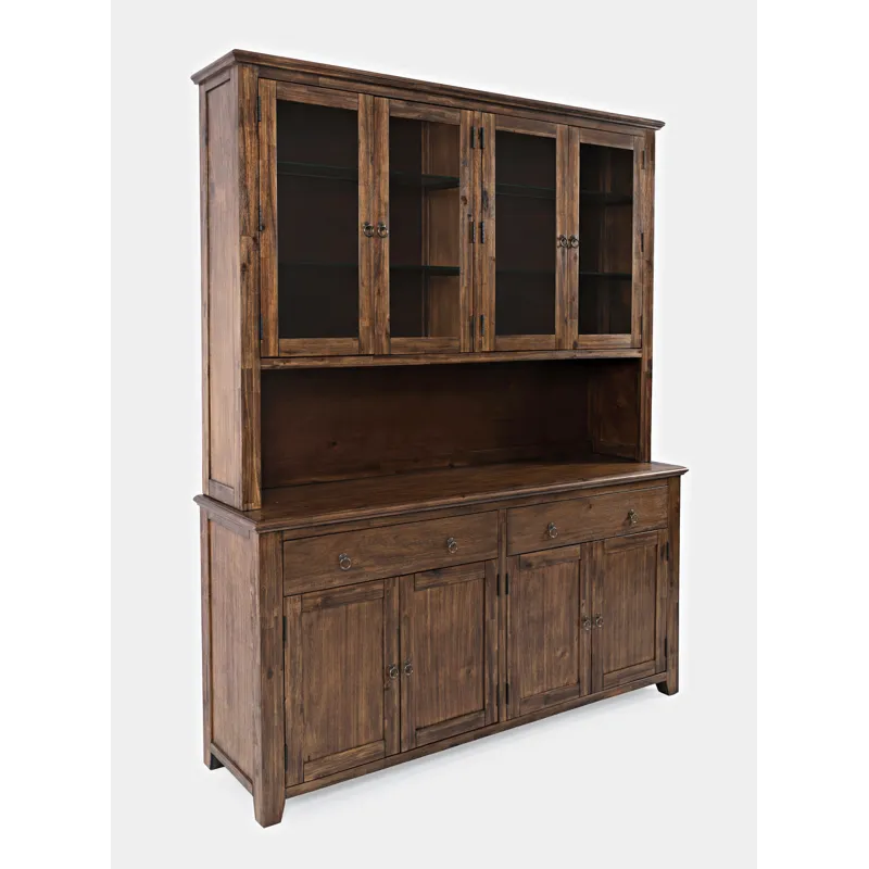 Bakersfield Mission Style Hutch With LED Lights And Four Door Server