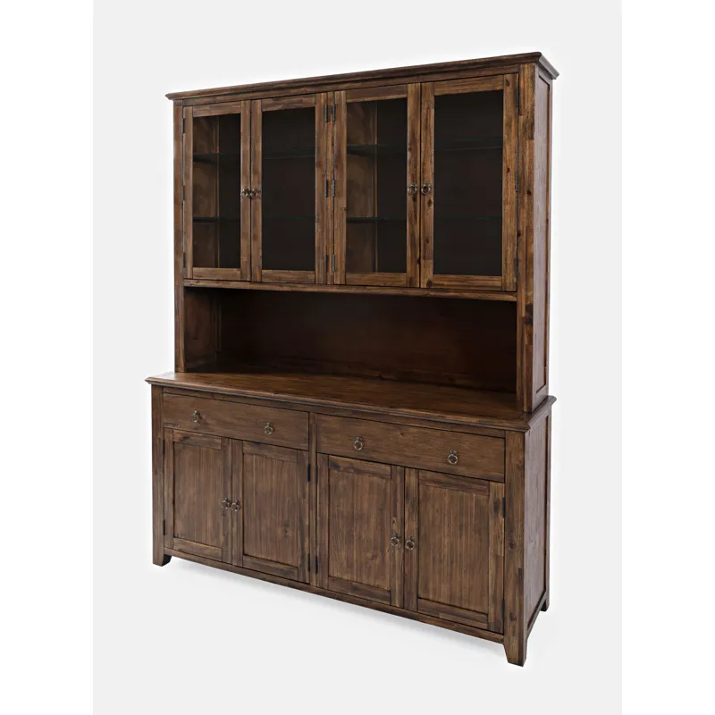 Bakersfield Mission Style Hutch With LED Lights And Four Door Server