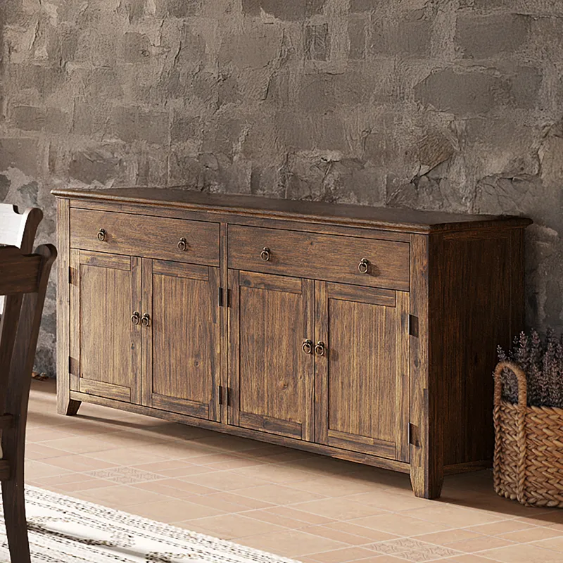 Bakersfield Mission Style Four Door Server Storage Cabinet