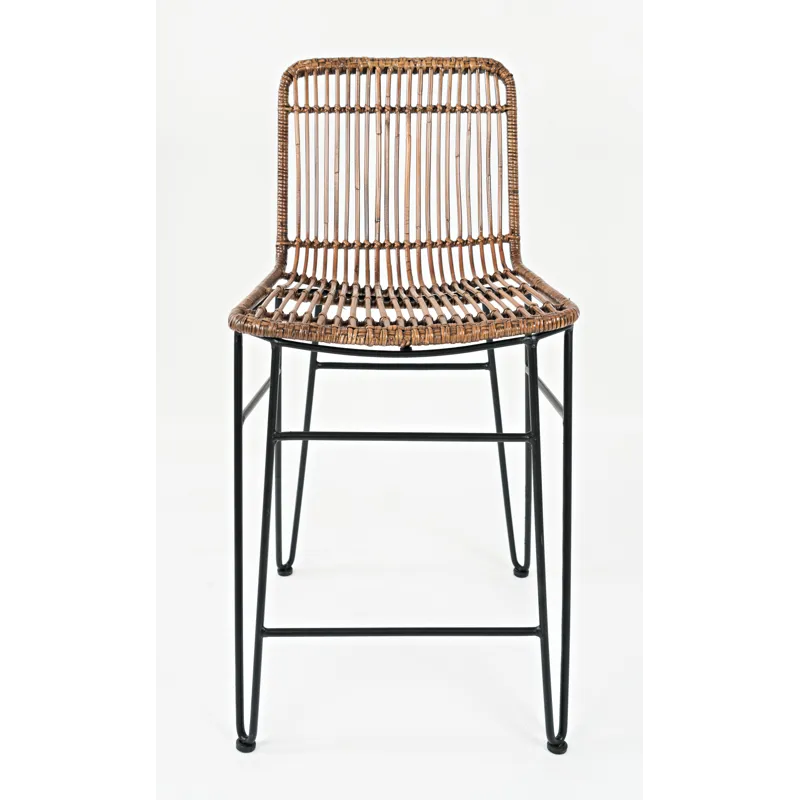 Weaver Hairpin Modern Global Rattan Counter Barstool(Set Of 2)