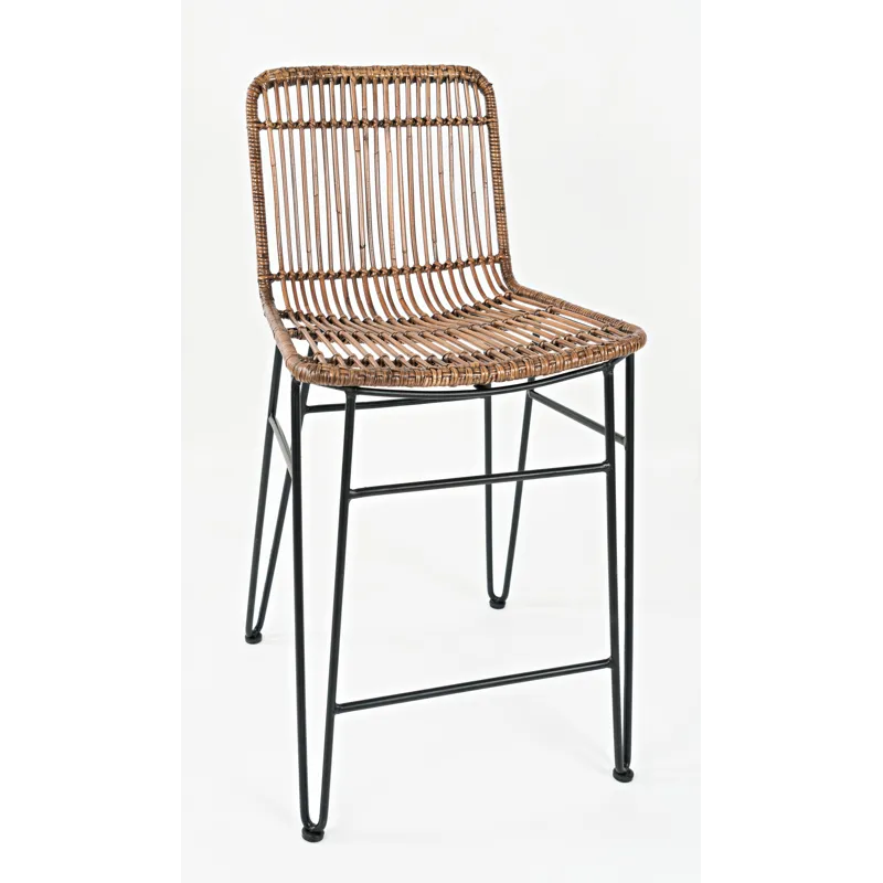 Weaver Hairpin Modern Global Rattan Counter Barstool(Set Of 2)