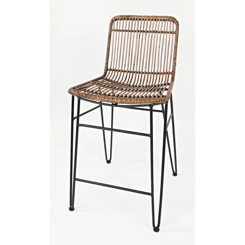 Weaver Hairpin Modern Global Rattan Counter Barstool(Set Of 2)