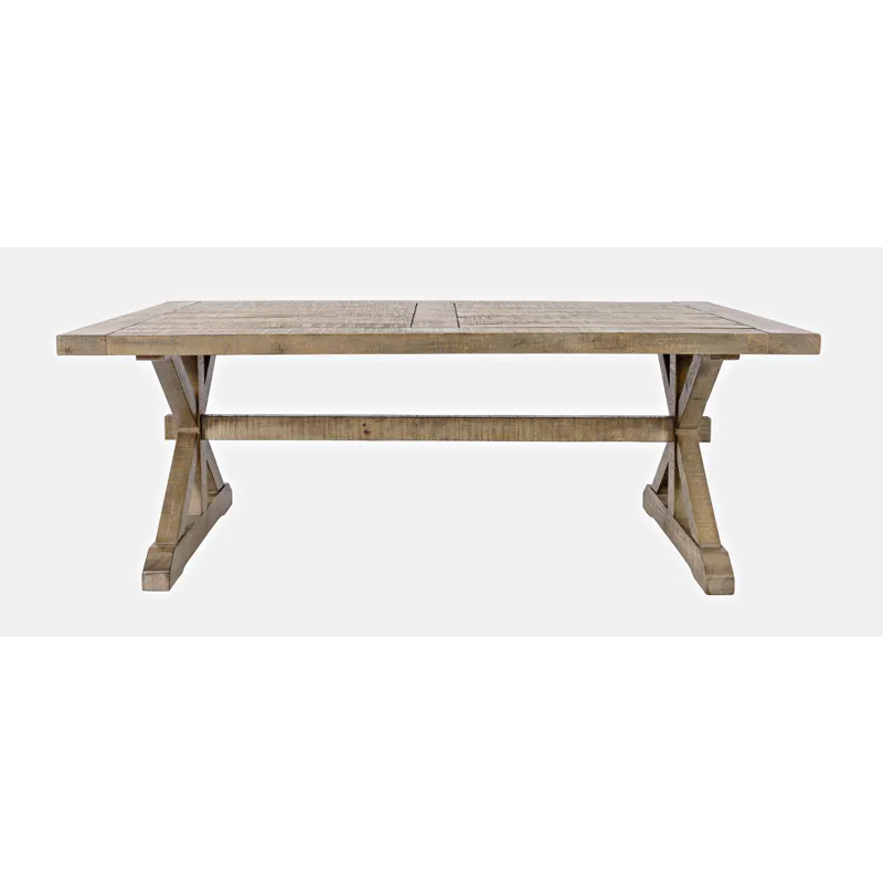 Carlyle Crossing Modern Rustic Distressed Solid Wood Coffee Table With Trestle