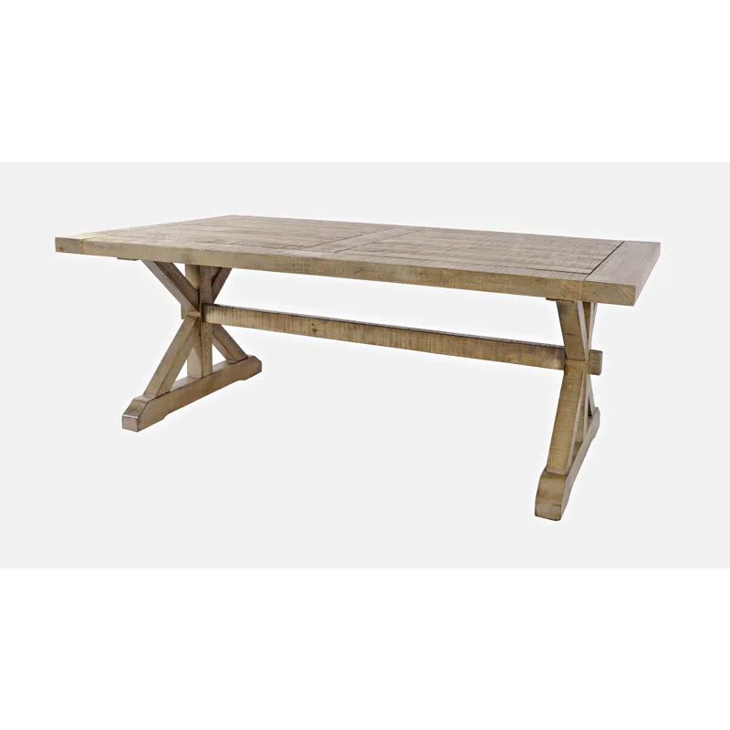 Carlyle Crossing Modern Rustic Distressed Solid Wood Coffee Table With Trestle