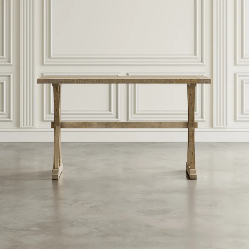 Carlyle Crossing Modern Rustic Distressed Solid Wood Sofa Table With Trestle
