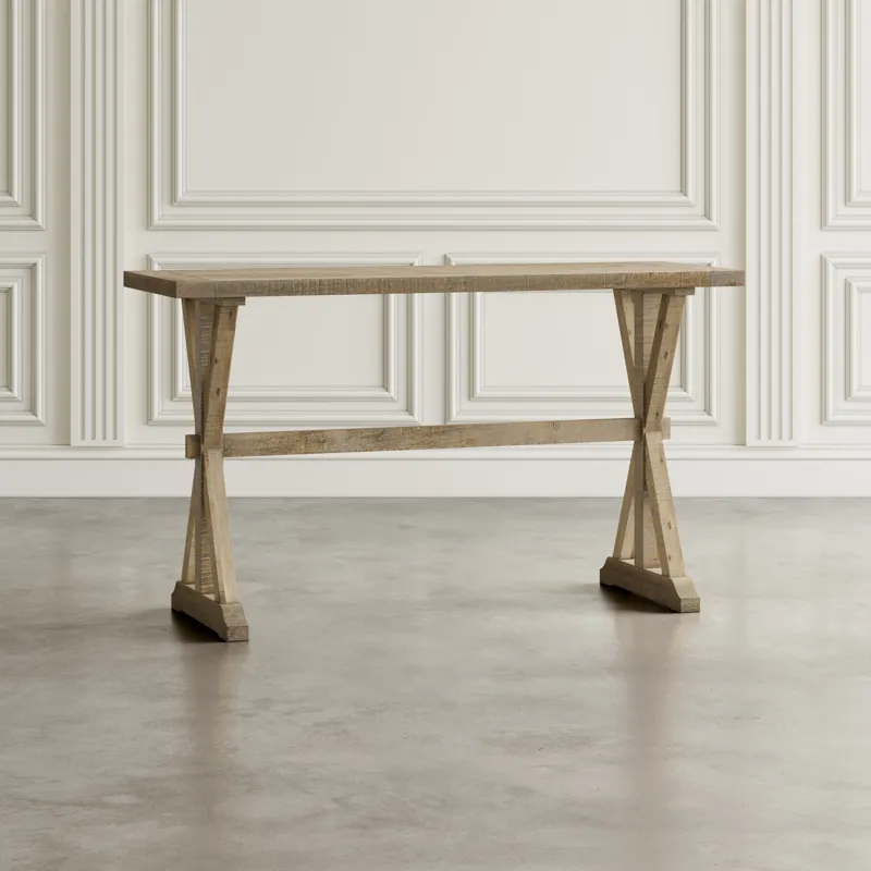 Carlyle Crossing Modern Rustic Distressed Solid Wood Sofa Table With Trestle