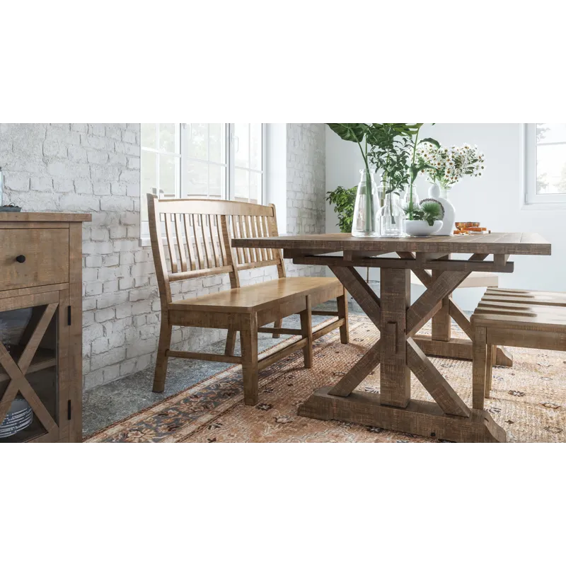 Carlyle Crossing Modern Rustic Solid Wood Slatback Dining Bench