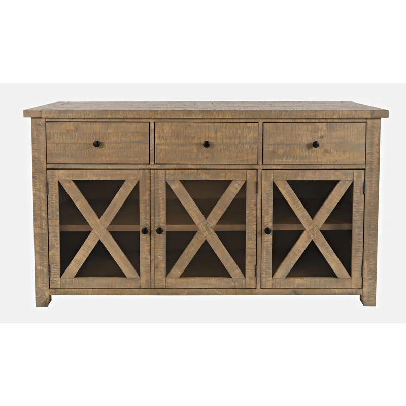 Carlyle Crossing Modern Rustic Buffet Server Storage Cabinet With Three Doors