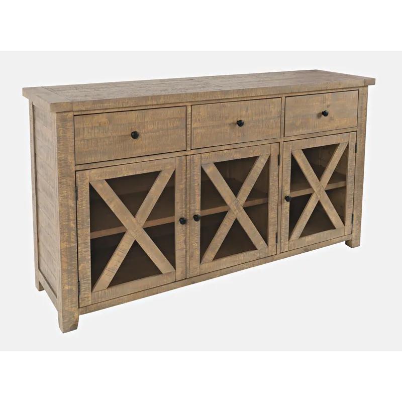 Carlyle Crossing Modern Rustic Buffet Server Storage Cabinet With Three Doors