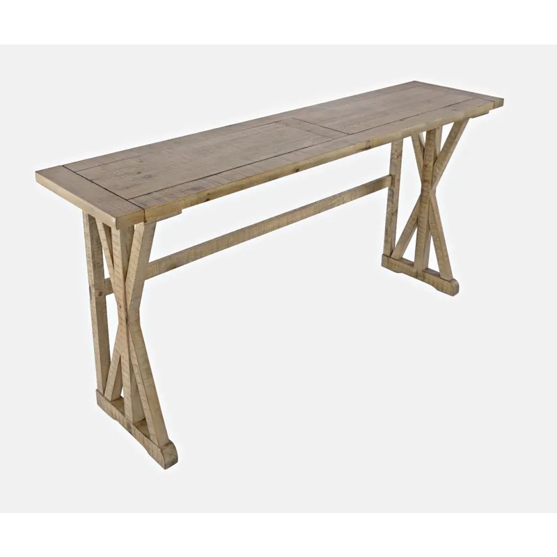 Carlyle Crossing Modern Rustic Solid Wood Pine Counter Height Sofa Table Set With Three Stools