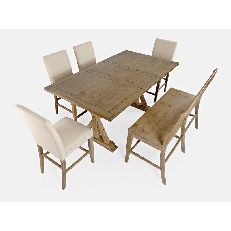 Carlyle Crossing Solid Wood 78\" Six-Piece Counter Height Dining Set With Bench And Upholstered Stoo
